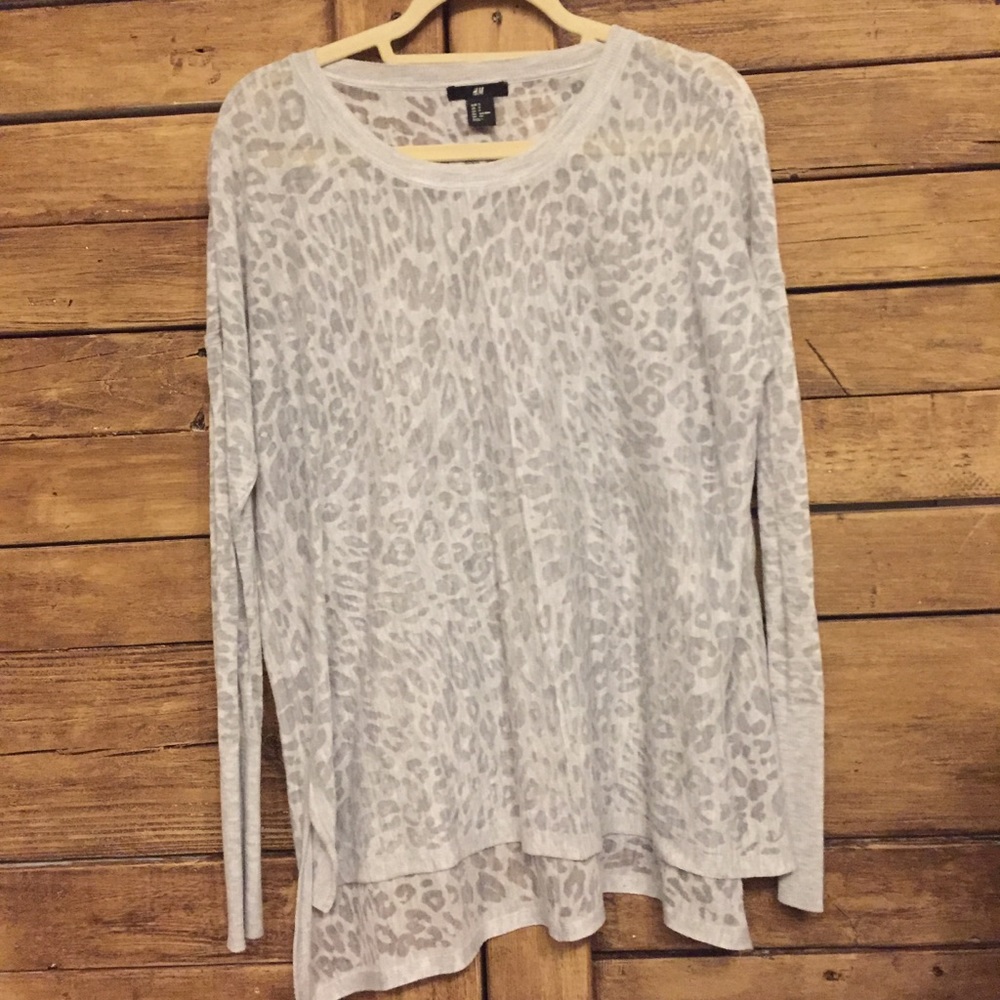 H&M Cheetah animal print burnout sheer sweater S